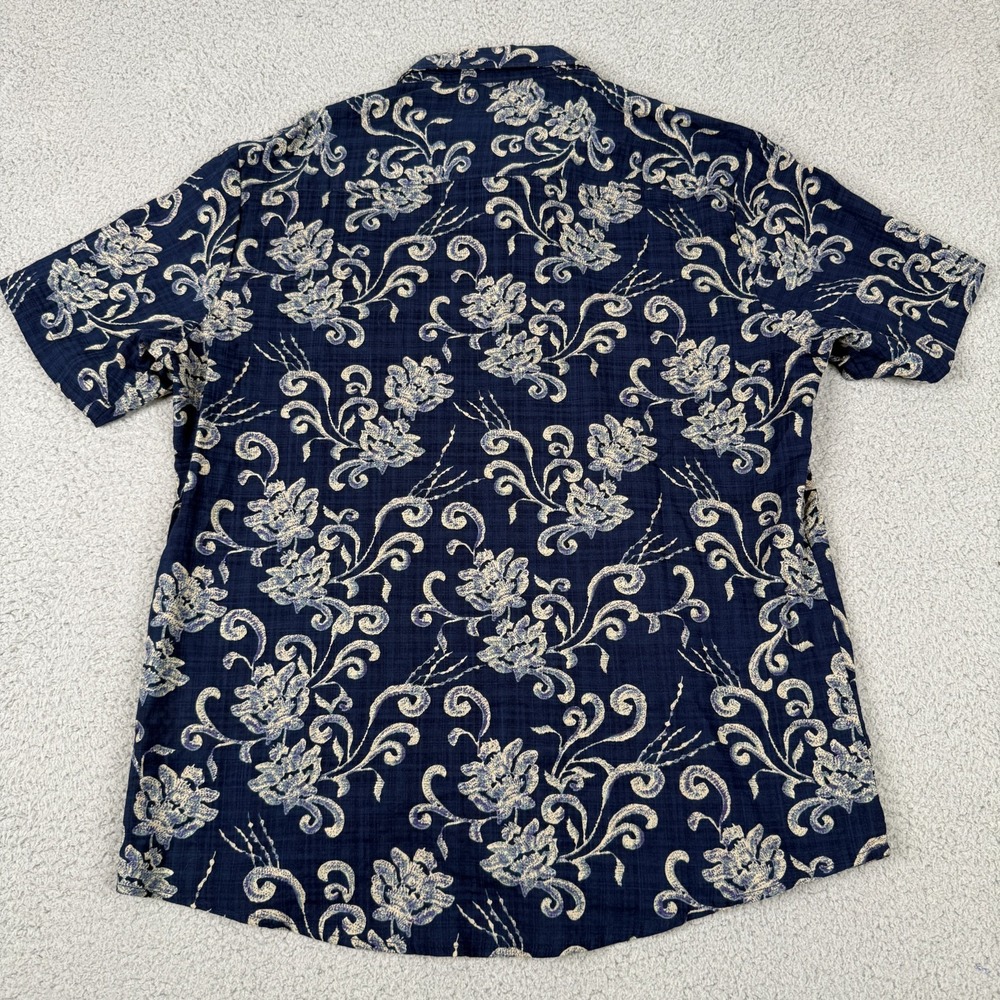 Vatpave Shirt Mens M Navy Floral Hawaiian Aloha Resort Coastal Button Up NWT - Picture 3 of 8
